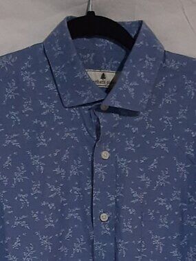 Pale Blue Southern Pines Button-Up Shirt, Men's L